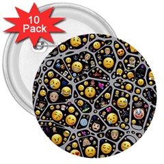 Mental Emojis Emoticons Icons 3  Buttons (10 Pack)  by Paksenen