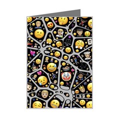 Mental Emojis Emoticons Icons Mini Greeting Card by Paksenen