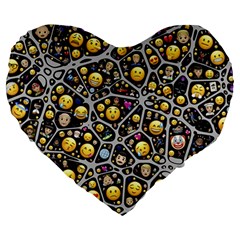 Mental Emojis Emoticons Icons Large 19  Premium Flano Heart Shape Cushions by Paksenen