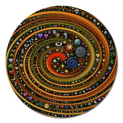 Swirl Vortex Emoji Cyclone Motion Art Magnet 5  (round) by Paksenen