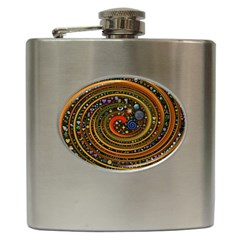 Swirl Vortex Emoji Cyclone Motion Art Hip Flask (6 Oz) by Paksenen