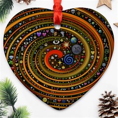 Swirl Vortex Emoji Cyclone Motion Art Heart Ornament (two Sides) by Paksenen