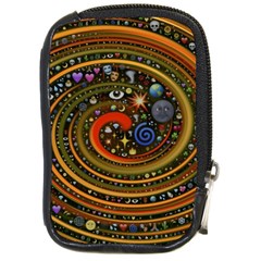 Swirl Vortex Emoji Cyclone Motion Art Compact Camera Leather Case by Paksenen