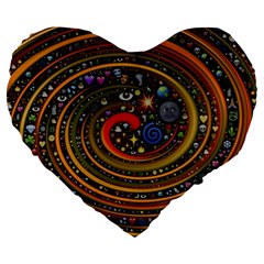 Swirl Vortex Emoji Cyclone Motion Art Large 19  Premium Heart Shape Cushions by Paksenen