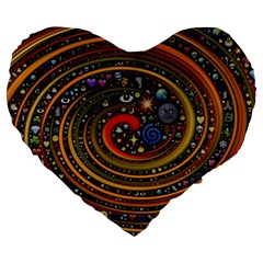 Swirl Vortex Emoji Cyclone Motion Art Large 19  Premium Flano Heart Shape Cushions by Paksenen