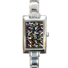 Time Nonlinear Curved Linear Rectangle Italian Charm Watch by Paksenen