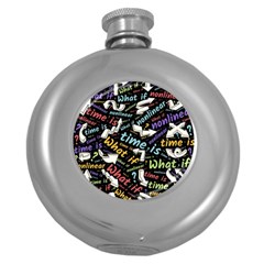 Time Nonlinear Curved Linear Round Hip Flask (5 Oz) by Paksenen