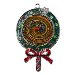 Swirl Vortex Emoji Cyclone Motion Art Metal X mas Lollipop With Crystal Ornament by Paksenen