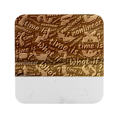 Time Nonlinear Curved Linear Marble Wood Coaster (square) by Paksenen