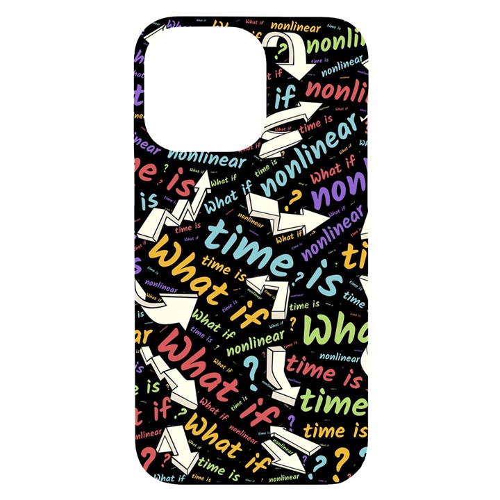 Time Nonlinear Curved Linear iPhone 14 Pro Max Black UV Print Case