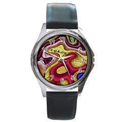 Chaos Unknown Unfamiliar Strange Round Metal Watch by Paksenen