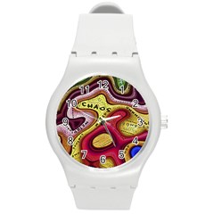 Chaos Unknown Unfamiliar Strange Round Plastic Sport Watch (m) by Paksenen