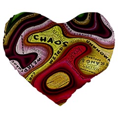 Chaos Unknown Unfamiliar Strange Large 19  Premium Heart Shape Cushions by Paksenen