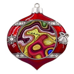 Chaos Unknown Unfamiliar Strange Metal Snowflake And Bell Red Ornament by Paksenen