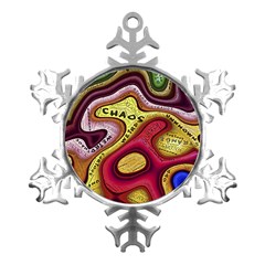 Chaos Unknown Unfamiliar Strange Metal Small Snowflake Ornament by Paksenen