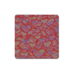 Love Hearts Valentines Connection Square Magnet by Paksenen