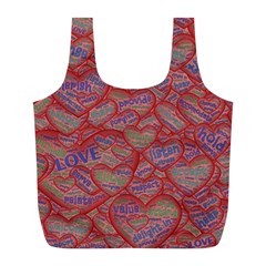 Love Hearts Valentines Connection Full Print Recycle Bag (l) by Paksenen