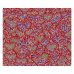 Love Hearts Valentines Connection Two Sides Premium Plush Fleece Blanket (small) by Paksenen