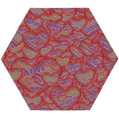 Love Hearts Valentines Connection Wooden Puzzle Hexagon by Paksenen