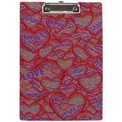 Love Hearts Valentines Connection A4 Acrylic Clipboard by Paksenen