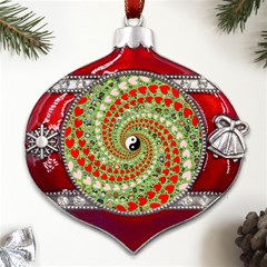 Love Avatars Characters Roles Yin Yang Metal Snowflake And Bell Red Ornament by Paksenen