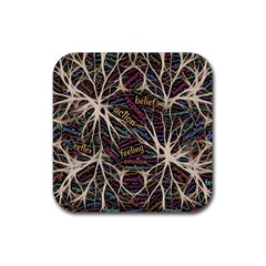 Mental Human Experience Mindset Pattern Rubber Coaster (square) by Paksenen