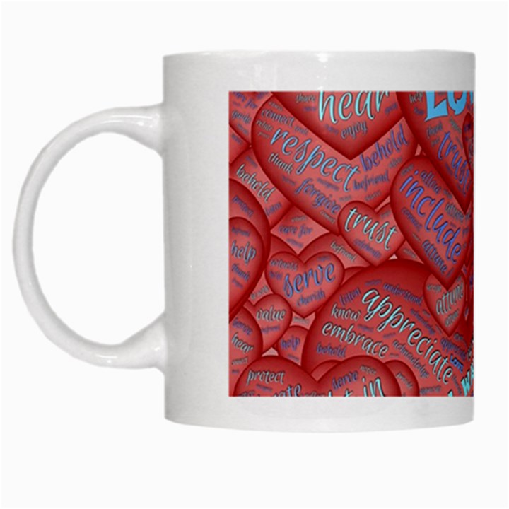 Love Hearts Valentine Red Symbol White Mug