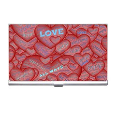 Love Hearts Valentine Red Symbol Business Card Holder by Paksenen