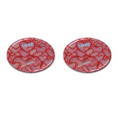 Love Hearts Valentine Red Symbol Cufflinks (oval) by Paksenen