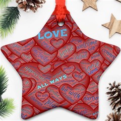 Love Hearts Valentine Red Symbol Star Ornament (two Sides) by Paksenen