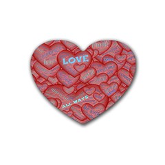 Love Hearts Valentine Red Symbol Rubber Heart Coaster (4 Pack) by Paksenen