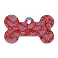 Love Hearts Valentine Red Symbol Dog Tag Bone (one Side) by Paksenen