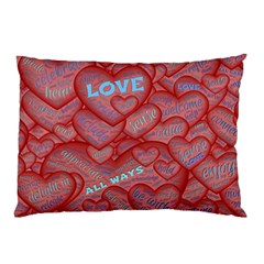 Love Hearts Valentine Red Symbol Pillow Case by Paksenen