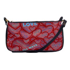 Love Hearts Valentine Red Symbol Shoulder Clutch Bag by Paksenen