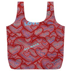 Love Hearts Valentine Red Symbol Full Print Recycle Bag (xl) by Paksenen