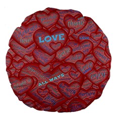 Love Hearts Valentine Red Symbol Large 18  Premium Flano Round Cushions by Paksenen