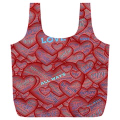 Love Hearts Valentine Red Symbol Full Print Recycle Bag (xxl) by Paksenen