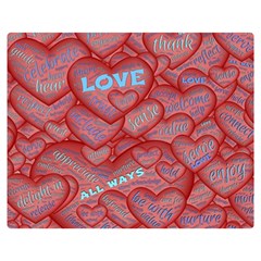 Love Hearts Valentine Red Symbol Premium Plush Fleece Blanket (medium) by Paksenen