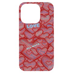 Love Hearts Valentine Red Symbol Iphone 14 Pro Black Uv Print Case by Paksenen