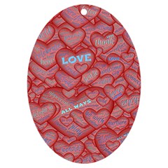 Love Hearts Valentine Red Symbol Uv Print Acrylic Ornament Oval