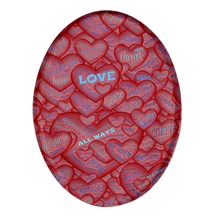 Love Hearts Valentine Red Symbol Oval Glass Fridge Magnet (4 pack)