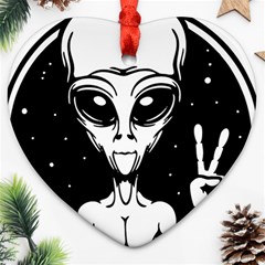 Alien Ufo Heart Ornament (two Sides) by Bedest