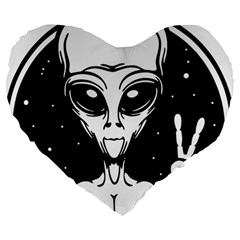 Alien Ufo Large 19  Premium Flano Heart Shape Cushions