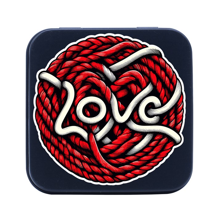 Love Rope Cartoon Square Metal Box (Black)