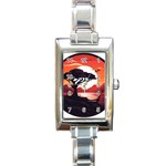 Tree Lake Bird Rectangle Italian Charm Watch Front