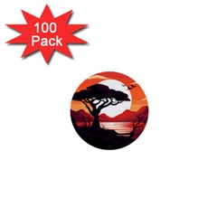 Tree Lake Bird 1  Mini Buttons (100 pack) 