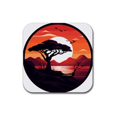 Tree Lake Bird Rubber Coaster (square) by Bedest