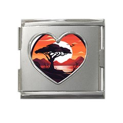 Tree Lake Bird Mega Link Heart Italian Charm (18mm) by Bedest