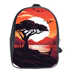 Tree Lake Bird School Bag (xl) by Bedest