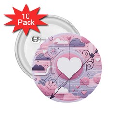 Heart Love Minimalist Design 2 25  Buttons (10 Pack)  by Bedest